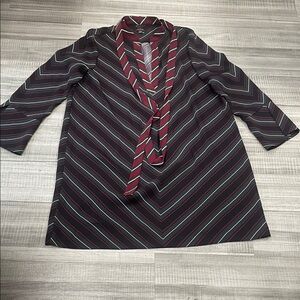 Ann Taylor Burgundy and Black Striped Dress